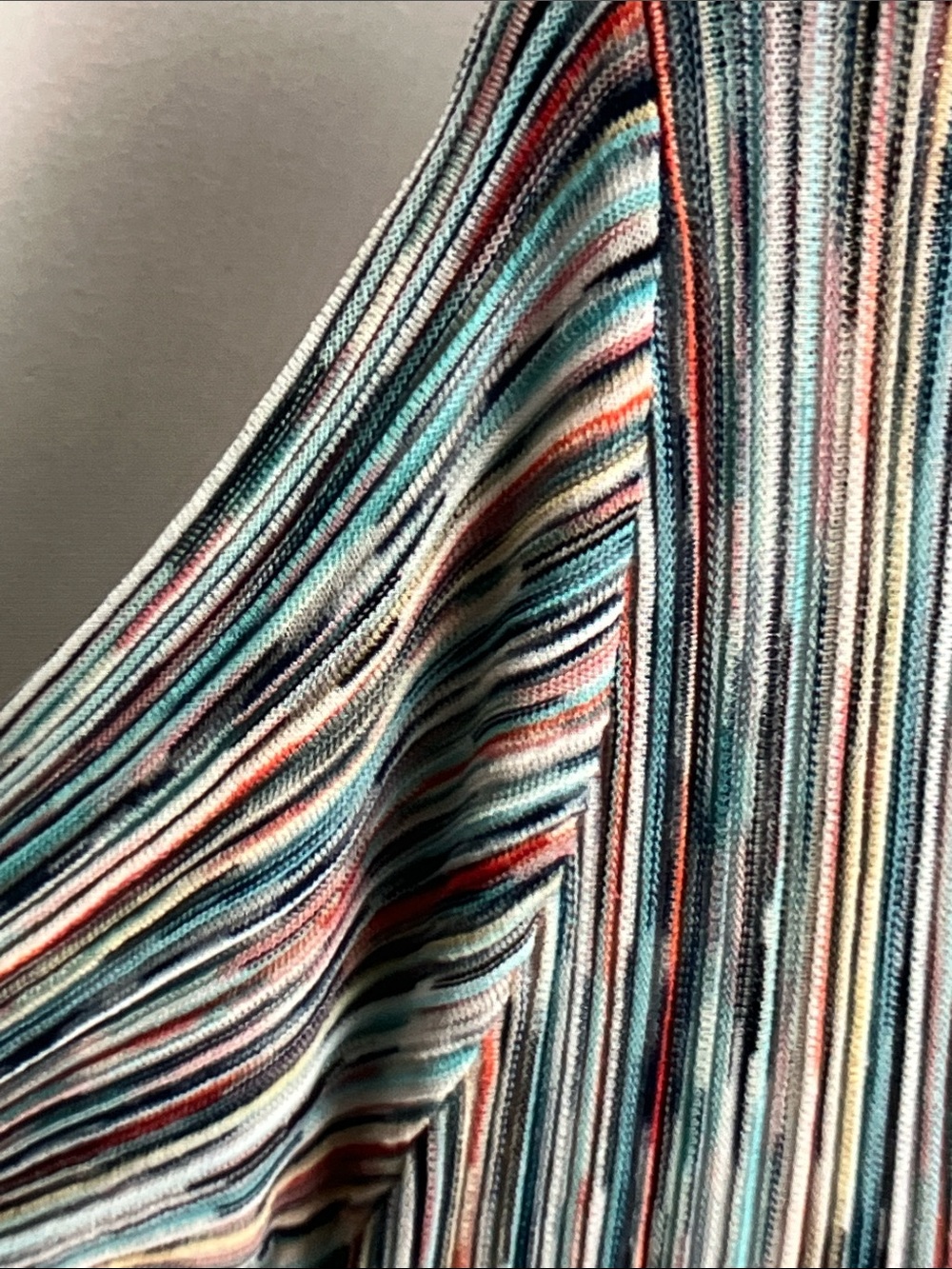 Missoni Multicolor Striped V-Neck Pleated Midi Dress - Picture 4 of 8